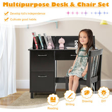 Load image into Gallery viewer, Kids Wooden Writing Furniture Set with Drawer and Storage Cabinet-Deep Brown
