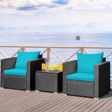 Load image into Gallery viewer, 3 Pieces Patio wicker Furniture Set with Cushion-Turquoise
