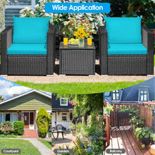 Load image into Gallery viewer, 3 Pieces Patio wicker Furniture Set with Cushion-Turquoise

