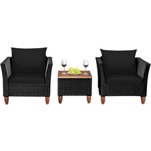 Load image into Gallery viewer, 3 Pieces Outdoor Patio Rattan Furniture Set-Black
