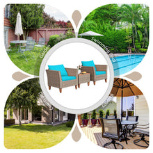 Load image into Gallery viewer, 3 Pieces Patio Rattan Bistro Furniture Set-Turquoise
