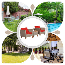 Load image into Gallery viewer, 3 Pieces Patio Rattan Bistro Furniture Set-Red
