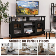 Load image into Gallery viewer, 58 Inch TV Stand Entertainment Console Center with 2 Cabinets-Black
