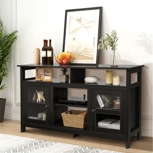 58 Inch TV Stand Entertainment Console Center with 2 Cabinets-Black