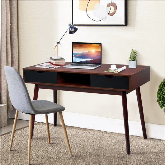 48 Inch Wooden Workstation Laptop Table with Drawers