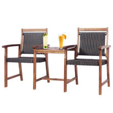 Load image into Gallery viewer, 2-Seat Patio Rattan Acacia Wood Table with Umbrella Hole
