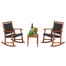 Load image into Gallery viewer, 3 Pieces Acacia Wood Patio Rocking Chair Set with Side Table
