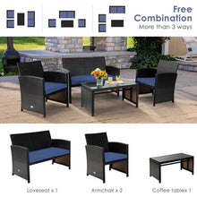 Load image into Gallery viewer, 4Pcs Patio Rattan Cushioned Furniture Set-Navy
