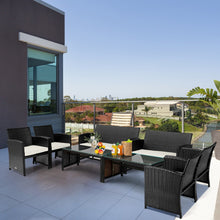 Load image into Gallery viewer, 4Pcs Patio Rattan Cushioned Furniture Set-White
