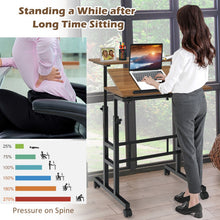 Load image into Gallery viewer, Mobile Standing up Desk Adjustable Computer Desk Tilting Workstation-Walnut
