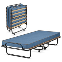 Load image into Gallery viewer, Portable Folding Bed with Foam Mattress and Sturdy Metal Frame Made in Italy-Navy
