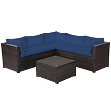 Load image into Gallery viewer, 6 Pieces Patio Furniture Sofa Set with Cushions for Outdoor-Navy
