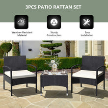 Load image into Gallery viewer, 3 Pieces Patio Wicker Rattan Furniture Set with Cushion for Lawn Backyard
