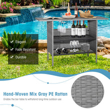Load image into Gallery viewer, Outdoor Patio Wicker Bar Table with Metal Shelves
