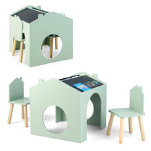 Load image into Gallery viewer, 3 Pieces Wooden Kids Table and Chair Set-Green
