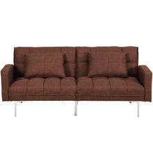 Load image into Gallery viewer, Futon Sofa Convertible Sofa Bed w/ Adjustable Armrests &amp; Backrests
