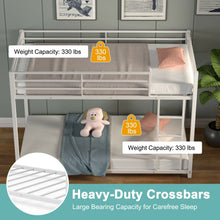 Load image into Gallery viewer, Twin Over Twin Bunk Bed Frame Platform with Guard Rails and Side Ladder

