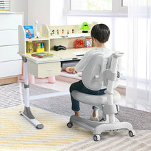 Load image into Gallery viewer, Adjustable Height Kids Study Desk Drafting Table with Bookshelf and Hutch-Gray
