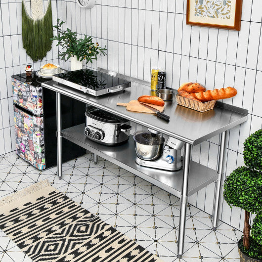 Stainless Steel Table for Prep and Work with Backsplash-30 x 48 inch