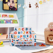 Load image into Gallery viewer, 2-in-1 Convertible Kids Sofa with Velvet Fabric-Multicolor
