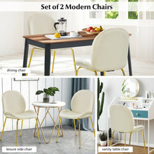 Load image into Gallery viewer, Set of 2 Velvet Accent Chairs with Gold Metal Legs-Beige
