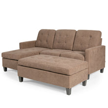 Load image into Gallery viewer, L-shaped Linen Reversible Sectional Sofa Couch with Ottoman-Coffee
