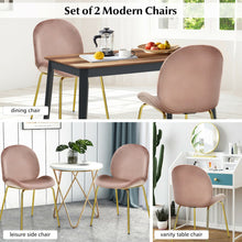 Load image into Gallery viewer, Set of 2 Velvet Accent Chairs with Gold Metal Legs-Pink
