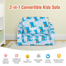 Load image into Gallery viewer, 2-in-1 Convertible Kids Sofa with Velvet Fabric-Light Blue
