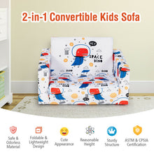 Load image into Gallery viewer, 2-in-1 Convertible Kids Sofa with Velvet Fabric-White
