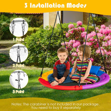 Load image into Gallery viewer, 40 inch Saucer Tree Outdoor Round Platform Swing with Pillow and Handle-Multicolor
