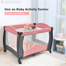 Load image into Gallery viewer, 3 in 1 Baby Playard Portable Infant Nursery Center with Music Box-Pink
