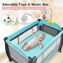 Load image into Gallery viewer, 3 in 1 Baby Playard Portable Infant Nursery Center with Music Box-Green
