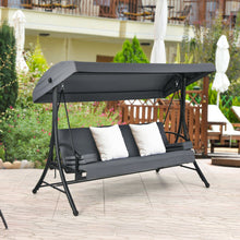 Load image into Gallery viewer, 3-Seat Patio Outdoor Swing with Adjustable Tilt Canopy-Gray
