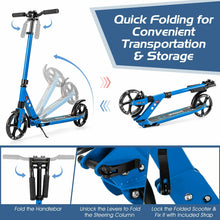 Load image into Gallery viewer, Aluminum Folding Kick Scooter with LED Wheels for Adults and Kids-Blue
