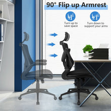 Load image into Gallery viewer, High-Back Executive Chair with Adjustable Lumbar Support and Headrest-Black
