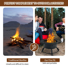 Load image into Gallery viewer, 32-Inch Outdoor Wood Burning Fire Pit with 360°Swivel BBQ Grate
