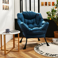 Load image into Gallery viewer, Modern Polyester Fabric Lazy Chair with Side Pocket-Navy
