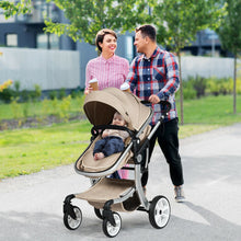 Load image into Gallery viewer, Folding Aluminum Infant Reversible Stroller with Diaper Bag-Beige
