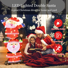 Load image into Gallery viewer, LED Double Santa Yard Sign with String Lights and 4 Stakes
