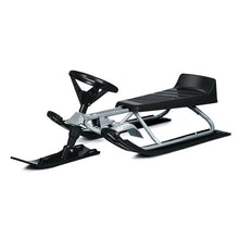 Load image into Gallery viewer, Kids Snow Sled with Steering Wheel and Double Brakes Pull Rope-Black
