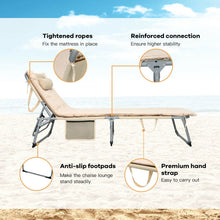 Load image into Gallery viewer, 4-Fold Oversize Padded Folding Lounge Chair with Removable Soft Mattress-Beige
