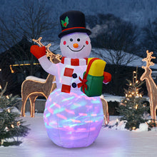 Load image into Gallery viewer, 5 Feet Tall Snowman Inflatable Blow up Inflatable with Built-in Colorful LED Lights
