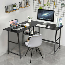 Load image into Gallery viewer, L Shaped Corner Computer Desk with Storage Shelves-Black
