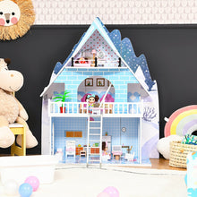 Load image into Gallery viewer, Wooden Dollhouse 3-Story Pretend Playset with Furniture and Doll Gift for Age 3+ Year
