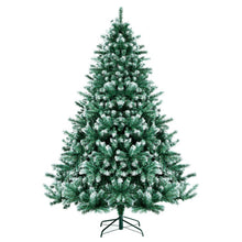 Load image into Gallery viewer, Snowy Hinged Artificial Christmas Tree with Realistic Tips and Metal Stand-7 ft
