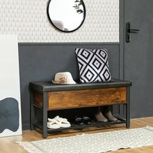 Load image into Gallery viewer, Shoe Bench Padded Bench with Storage Box and Shoe Shelf-Black
