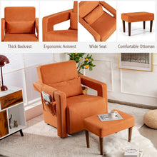Load image into Gallery viewer, Modern Berber Fleece Single Sofa Chair with Ottoman and Waist Pillow-Orange
