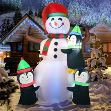Load image into Gallery viewer, 6 Feet Christmas Quick Inflatable Snowman with Penguins
