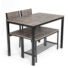 Load image into Gallery viewer, 4 Pieces Rustic Dining Table Set with 2 Chairs and Bench-Gray
