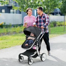 Load image into Gallery viewer, Folding Aluminum Infant Reversible Stroller with Diaper Bag-Black
